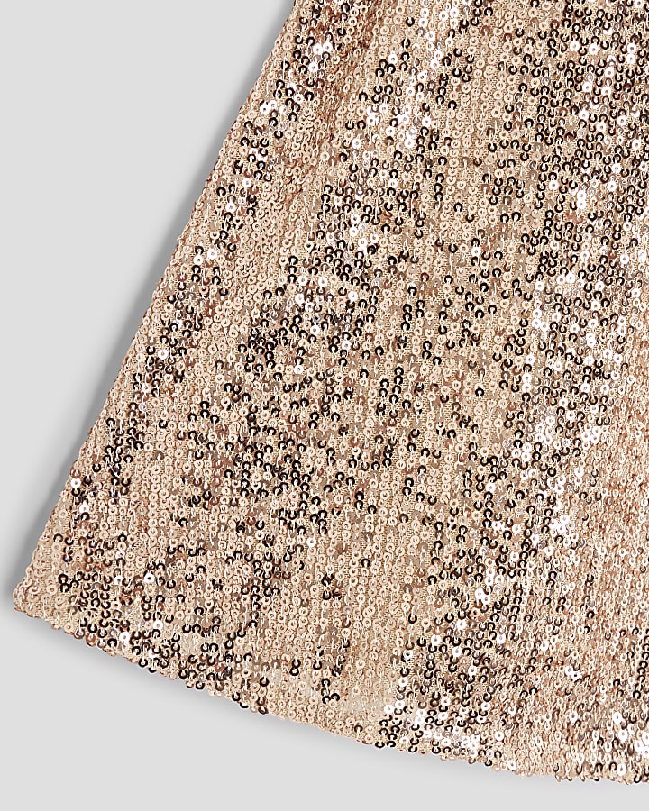 Mini Girls Rose Gold Sequin Dress
