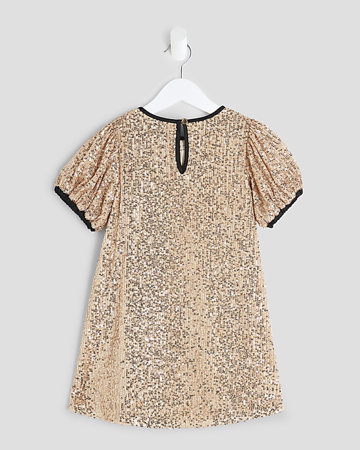 Mini Girls Rose Gold Sequin Dress
