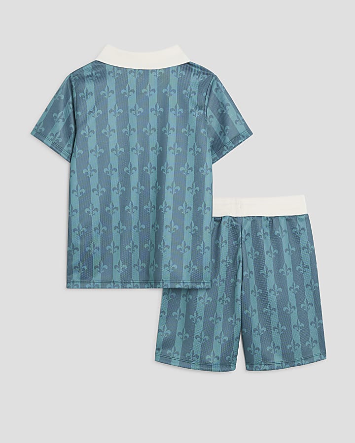 Boys Green Football T-Shirt Set