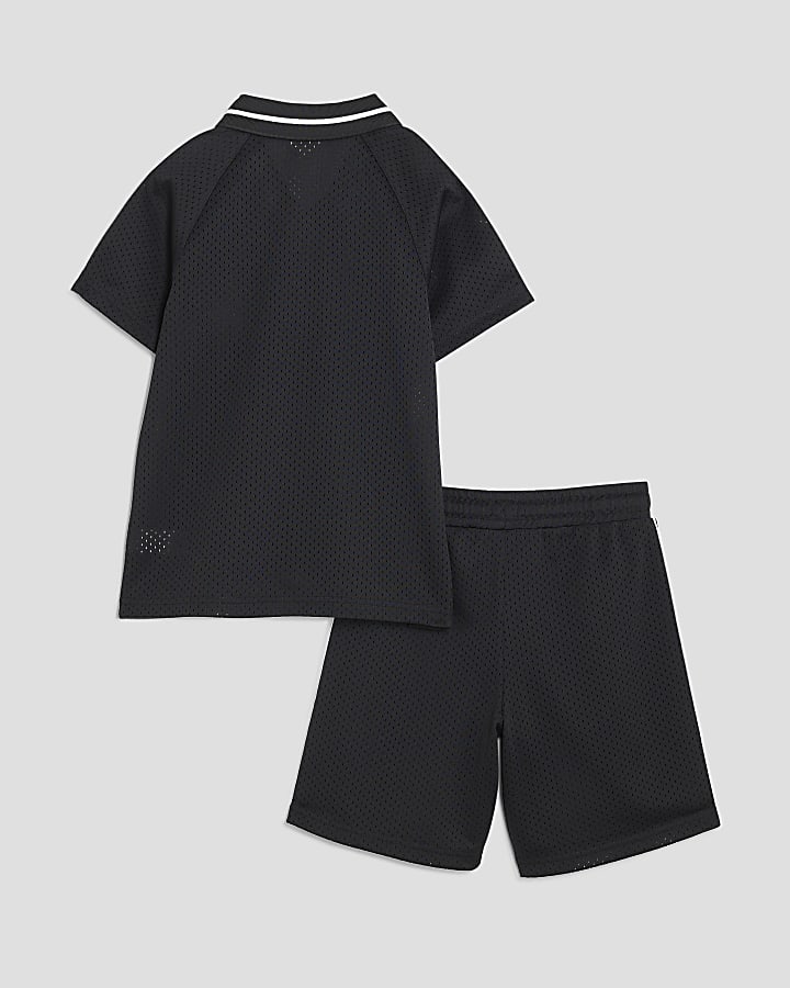 Boys Black Football T-Shirt Set