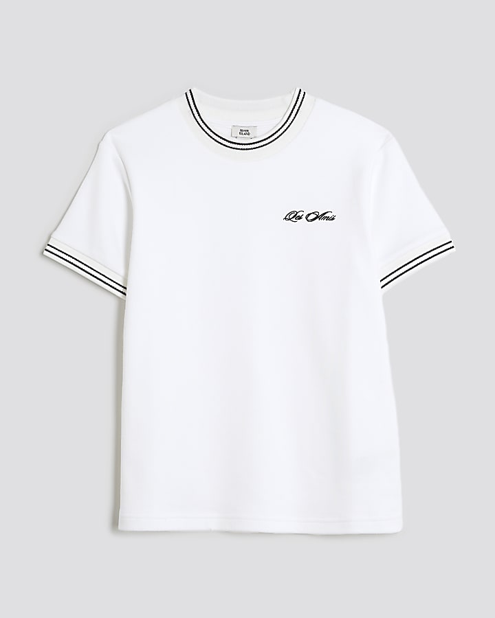 Boys Ecru Ringer Les Amis T-Shirt