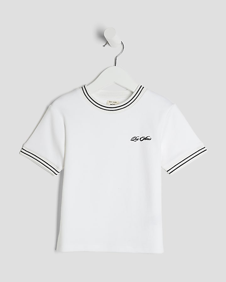 Mini Boys Ecru Ringer Les Amis T-Shirt