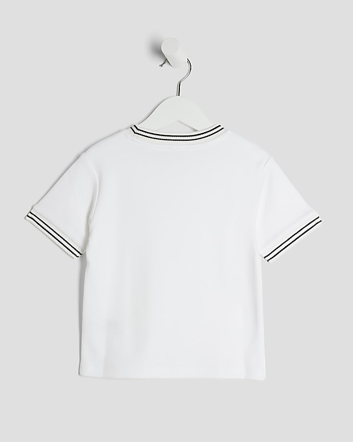 Mini Boys Ecru Ringer Les Amis T-Shirt