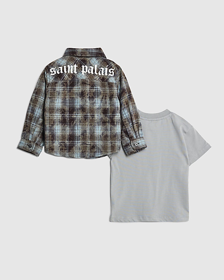 Mini Boys Black Saint Palais Check Shirt Set