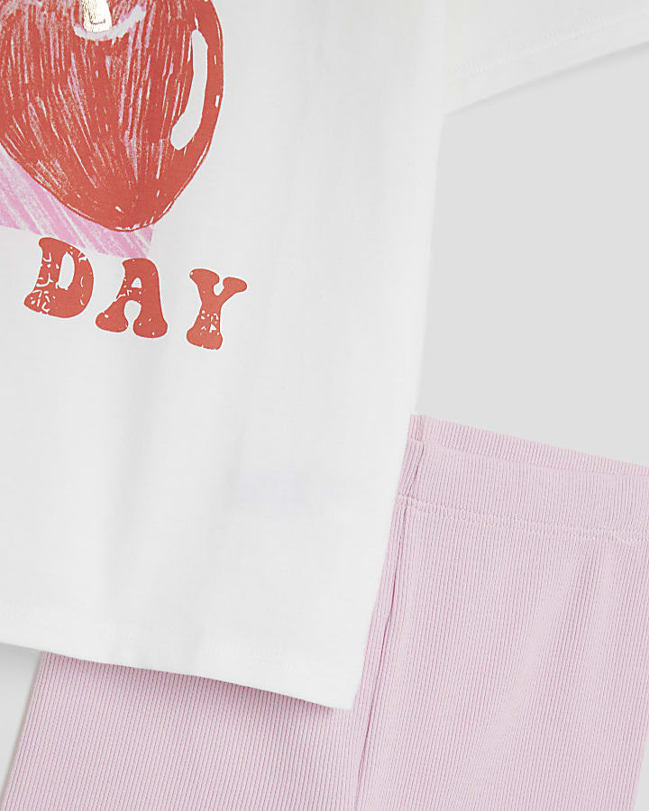 Girls White Cherry T-Shirt Set