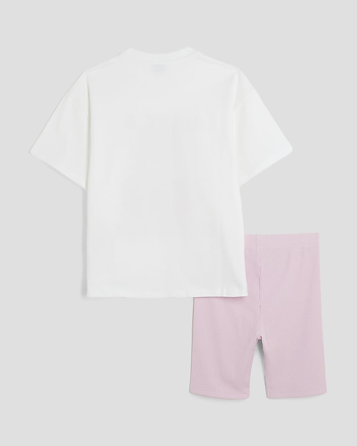 Girls White Cherry T-Shirt Set