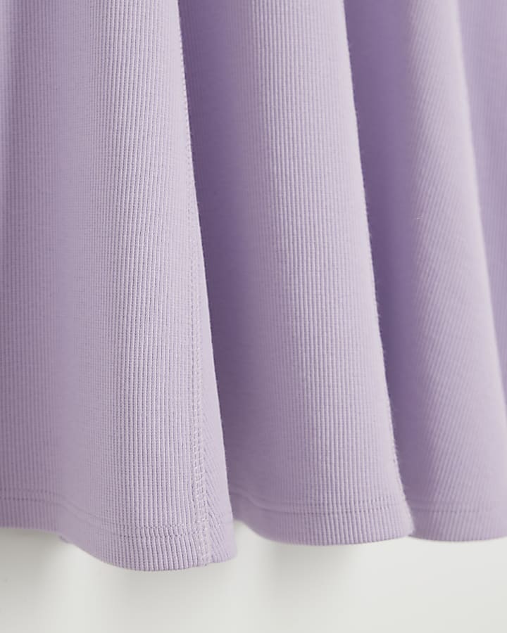 Girls Purple Double Strapped Skater Dress