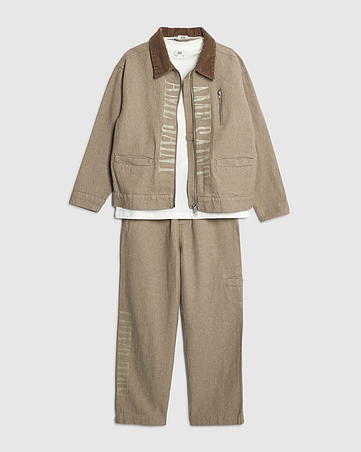 Boys Stone Twill Ame Saint Shacket Set
