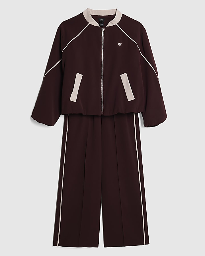 Girl red Bomber Jacks and Trousers Set