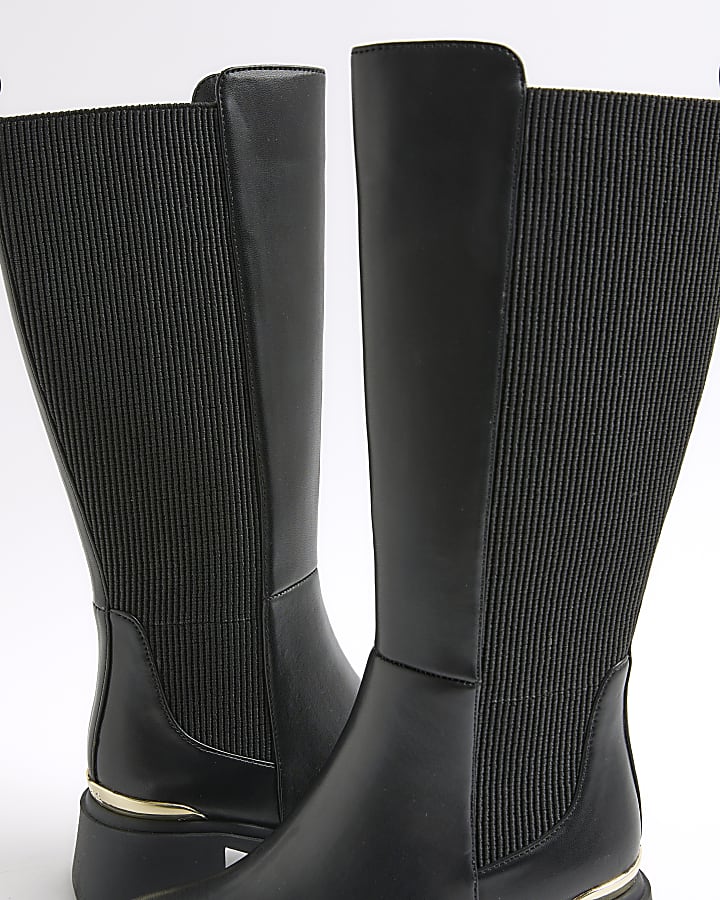 Girls Black Knee High Boots
