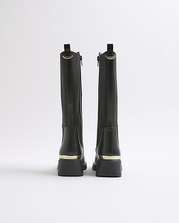 Girls Black Knee High Boots