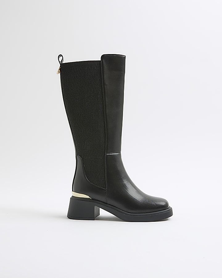 Girls Black Knee High Boots