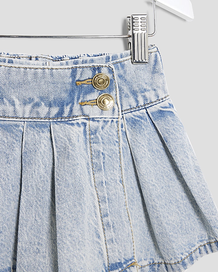Mini Girls White Denim Skort Set