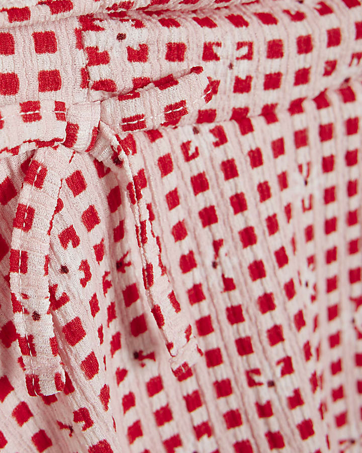 Mini Girls Red Gingham Bardot Skort Set