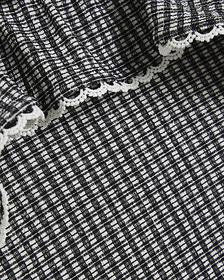 Mini Girls Black Gingham Bardot Skort Set