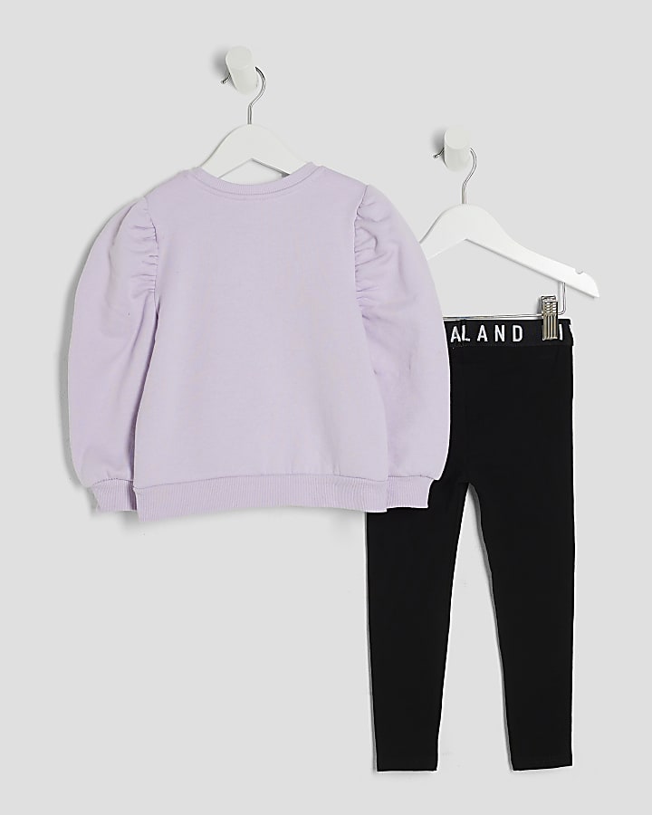 Mini Girls Purple Disco Cherry Sweat Set