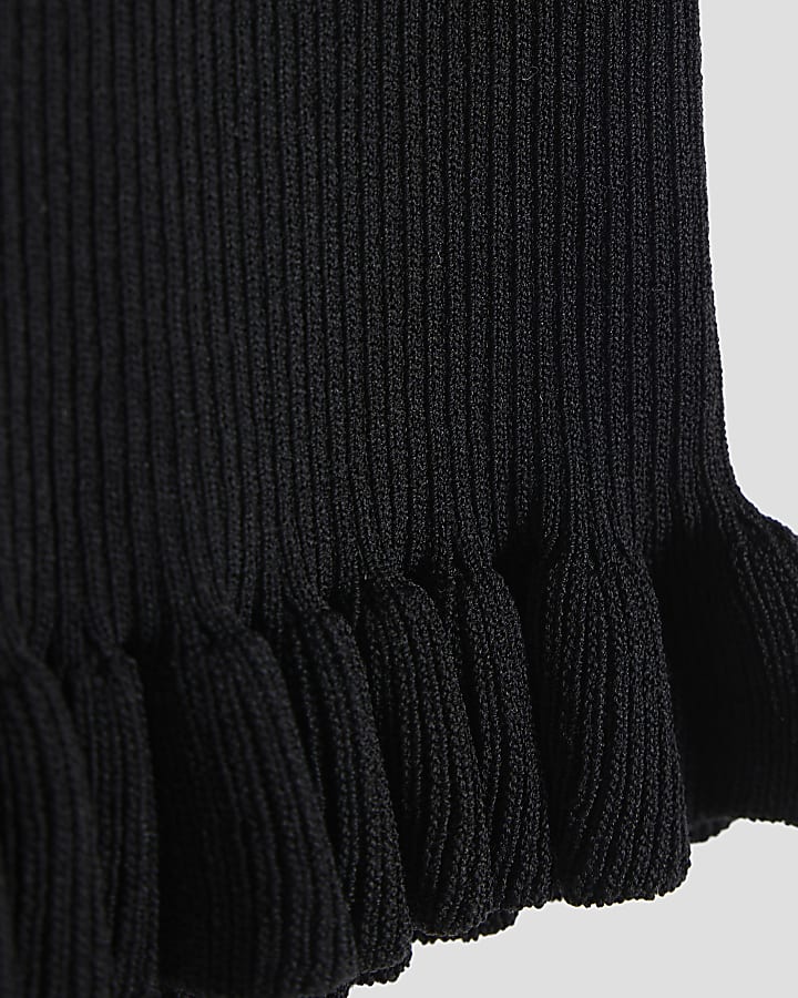 Mini Girls Black Sweetheart Tipped Top