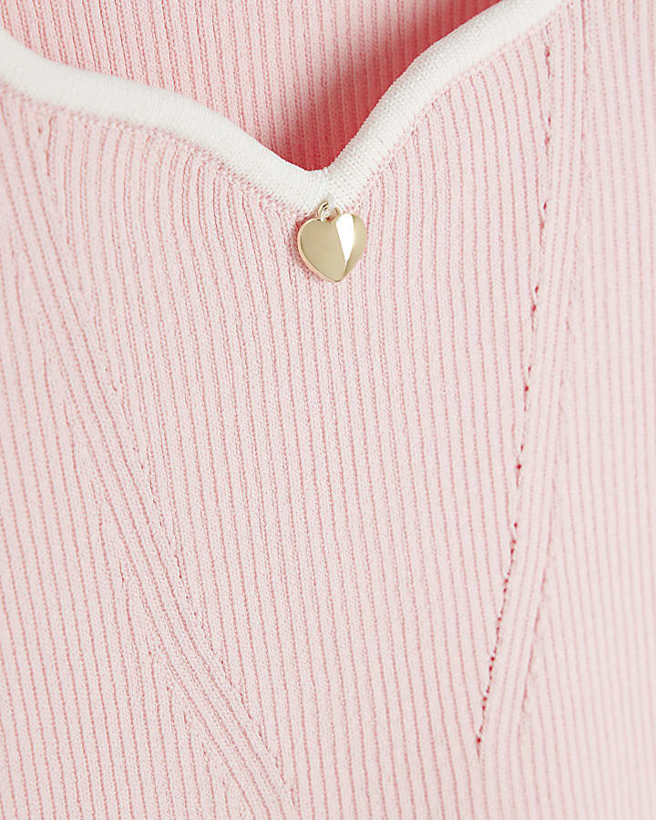 Mini Girls Pink Sweetheart Tipped Top