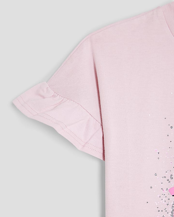 Girls Pink Perfume Frill T-Shirt