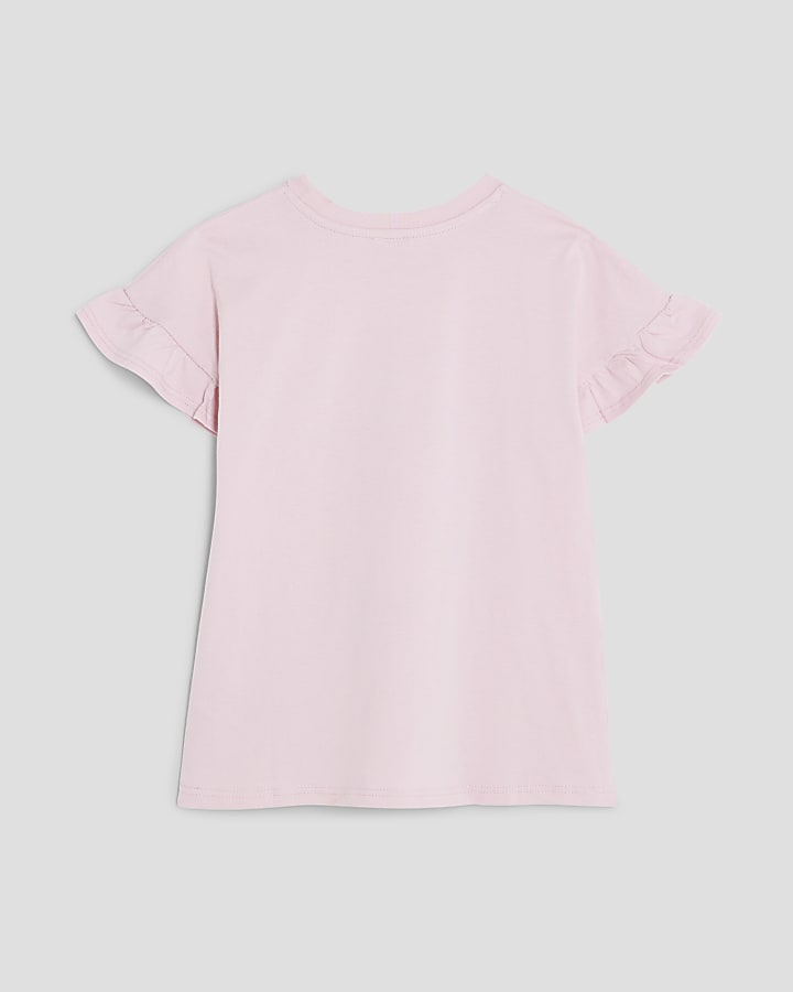 Girls Pink Perfume Frill T-Shirt