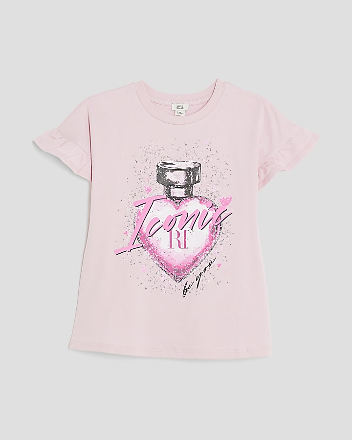 Girls Pink Perfume Frill T-Shirt