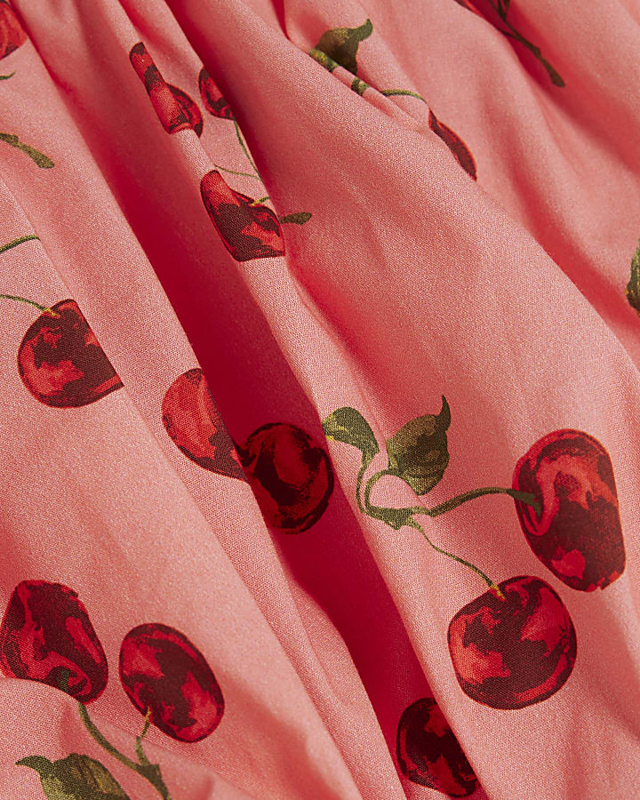 Girls Pink Cherry Crop Top