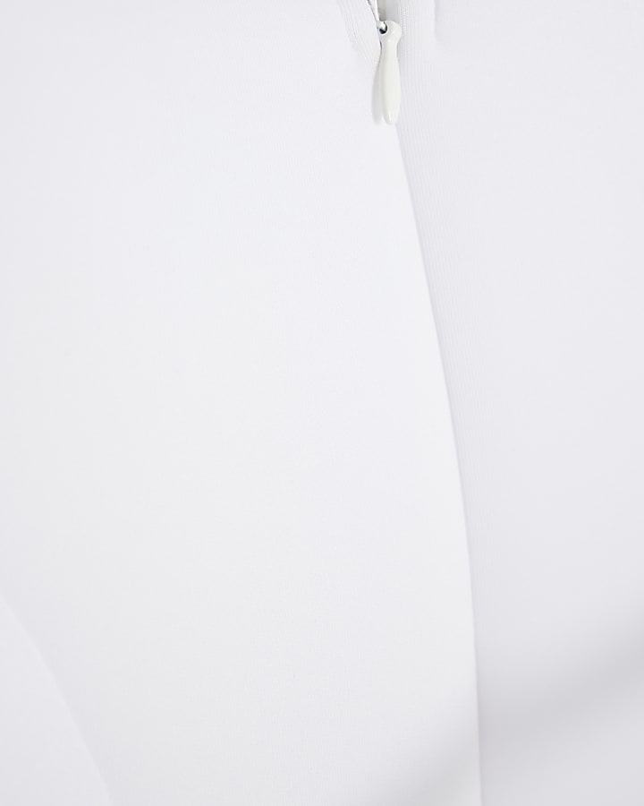 Girls White Belted Scuba Dress