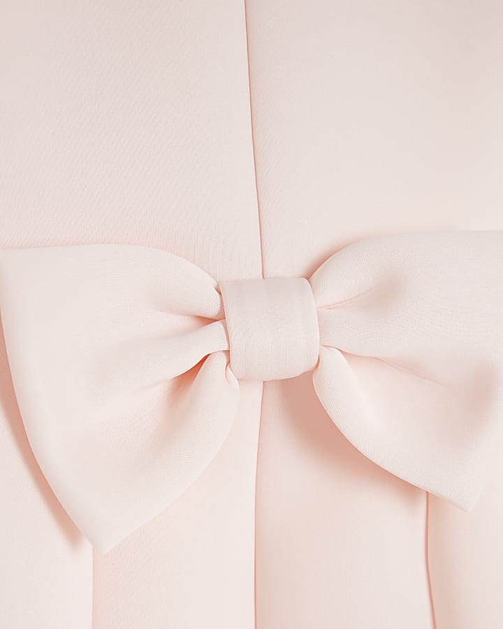 Mini Girls Pink Collar Bow Back Dress