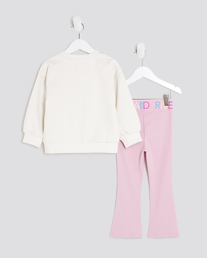 Mini Girl Cream Multi RI Bow Sweatshirt Set