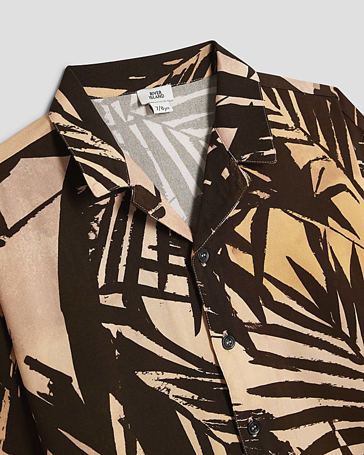 Boys Orange Palm Print Beach Shirt Set