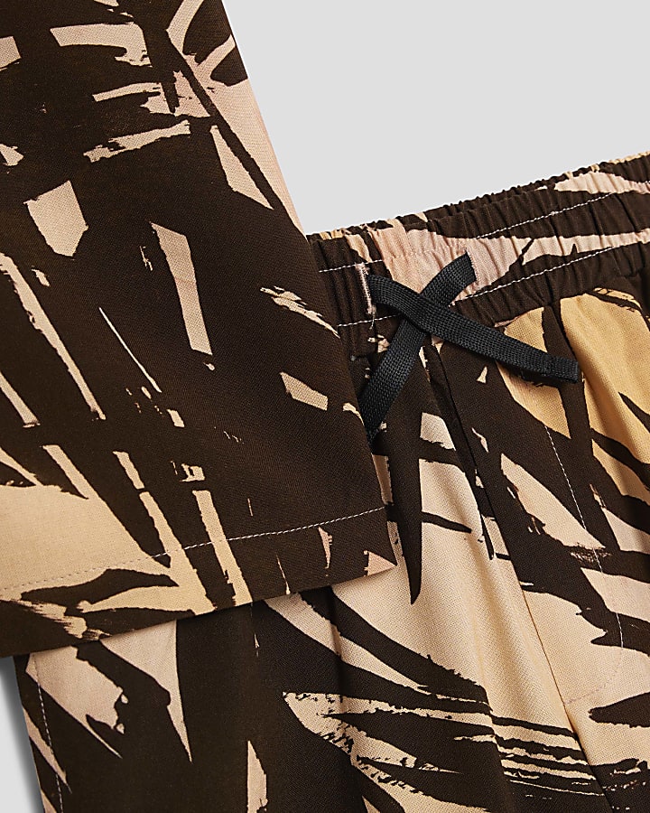 Boys Orange Palm Print Beach Shirt Set