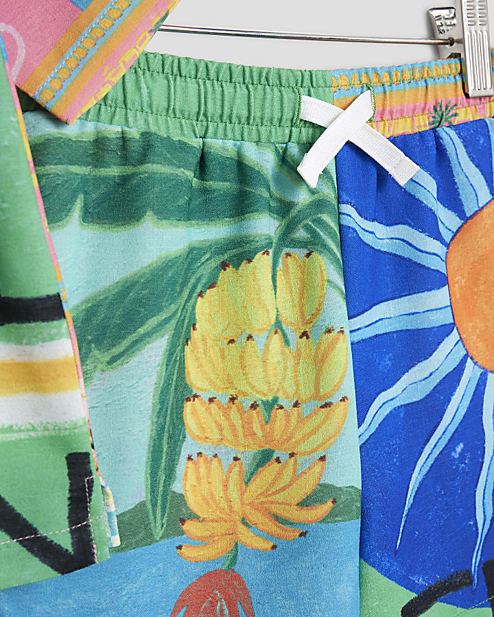 Mini Boys Blue Atlas Shirt And Shorts Set