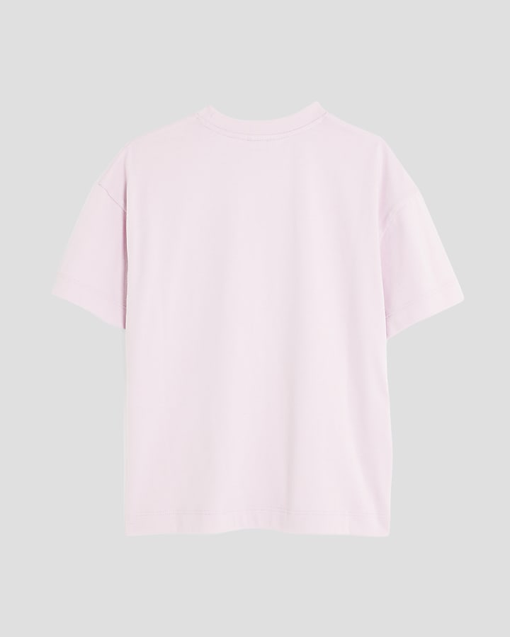 Girls Pink Embellished Chrome Heart T-Shirt