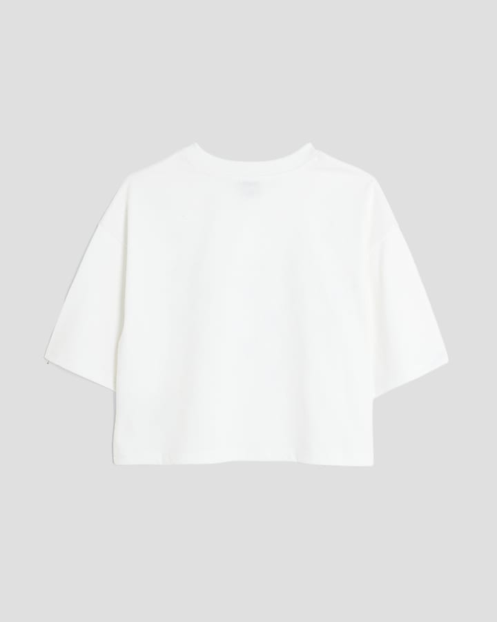 Girls White Diamante Heart Vest T-Shirt