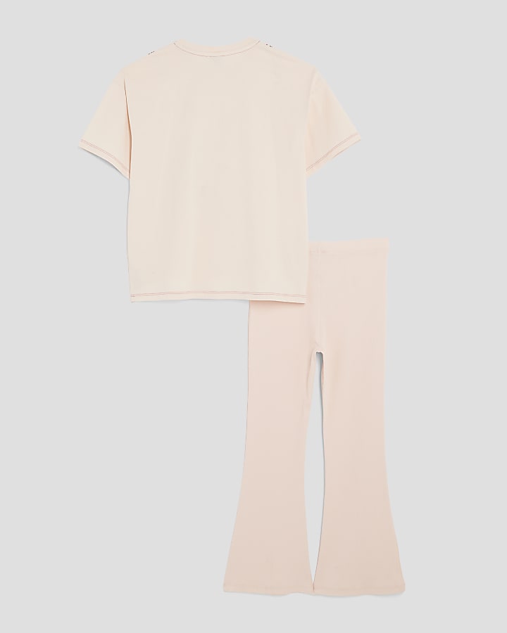 Girls Pink Heart T-Shirt And Bottoms Set