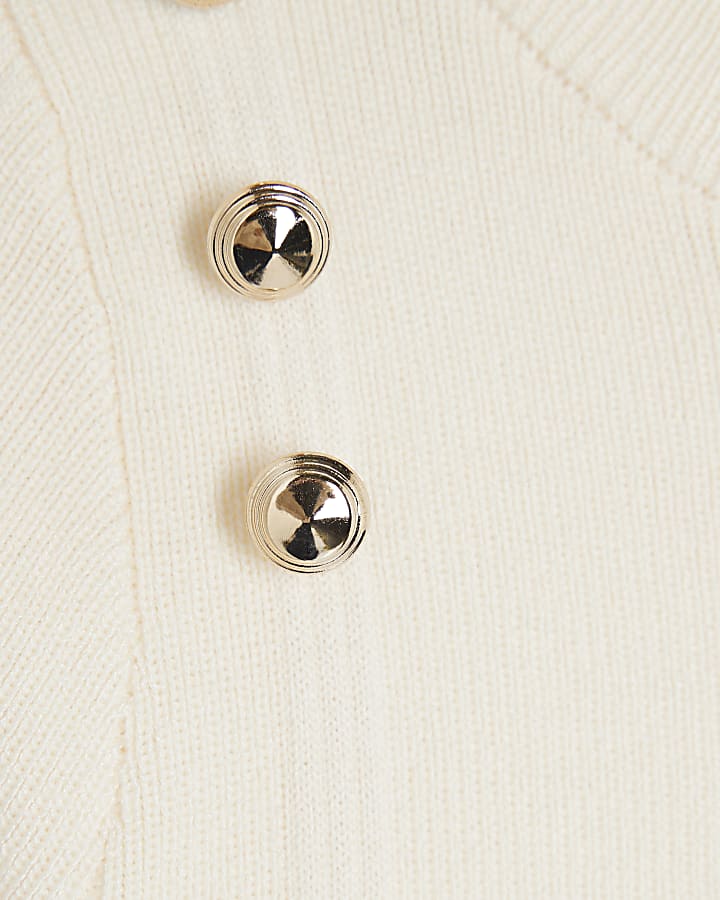 Mini Girls Cream Button Suede Skort Set