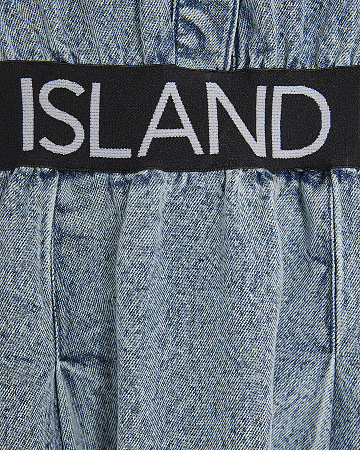 Girls Blue Denim Twill RI Waistband Dress