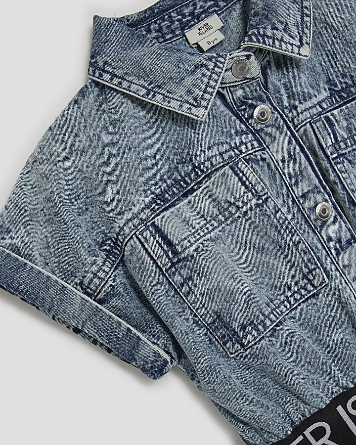 Girls Blue Denim Twill RI Waistband Dress