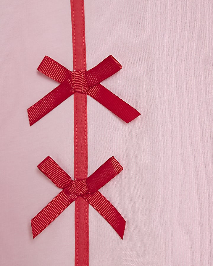 Mini Girls Pink Bow T-Shirt Set
