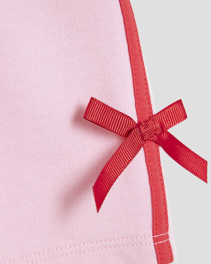 Mini Girls Pink Bow T-Shirt Set