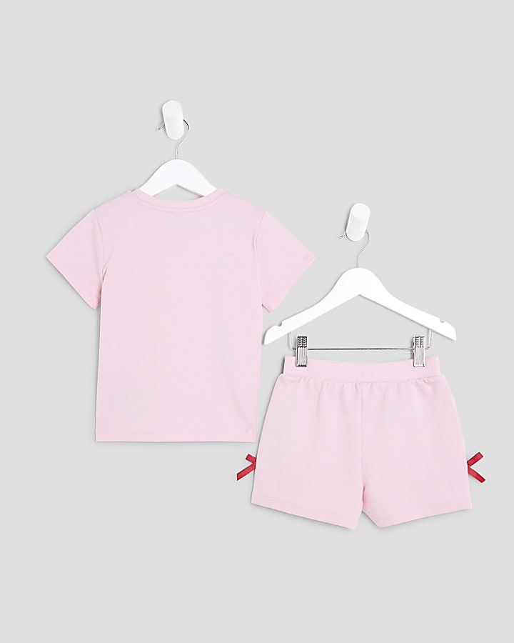 Mini Girls Pink Bow T-Shirt Set