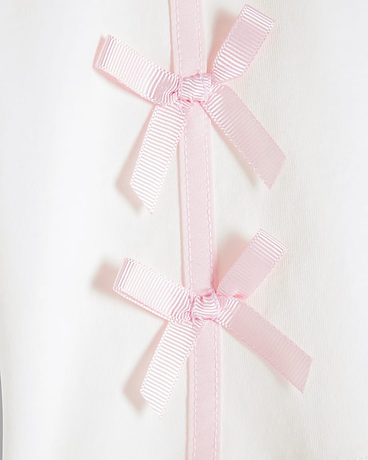 Mini Girls Cream Bow T-Shirt Set