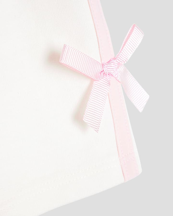 Mini Girls Cream Bow T-Shirt Set