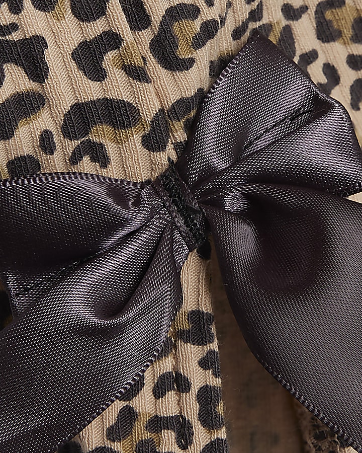 Baby Girls Beige Leopard Leggings Set