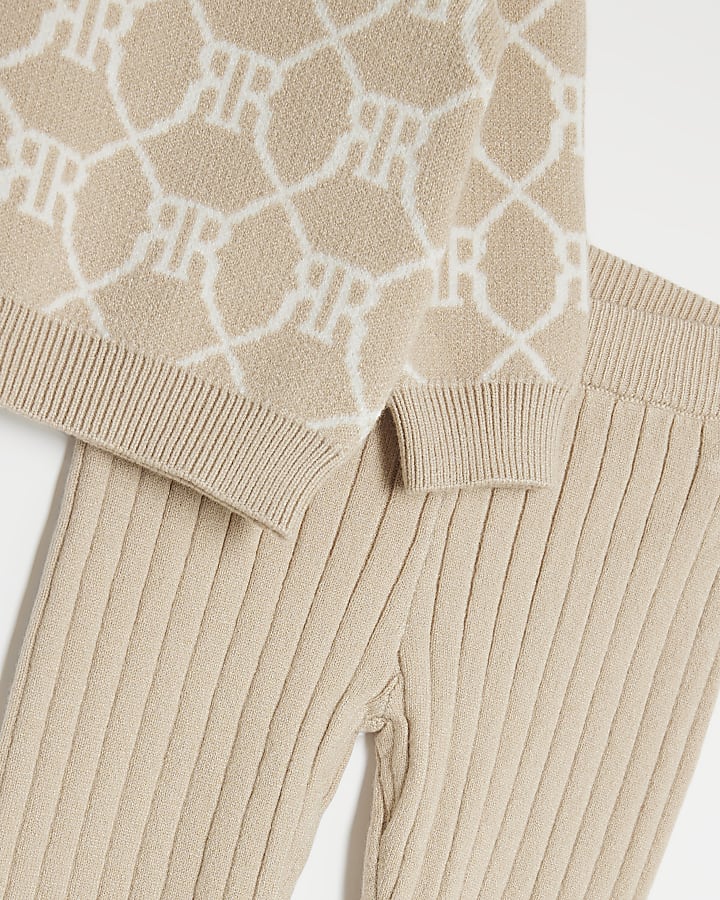 Baby Boys Beige RI Monogram Jumper Set