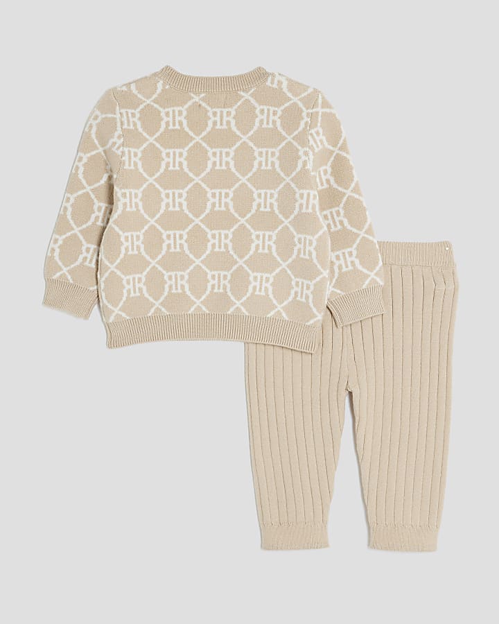 Baby Boys Beige RI Monogram Jumper Set