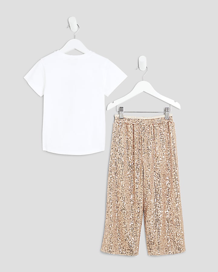 Mini Girls White Dancing Queen Sequin Set