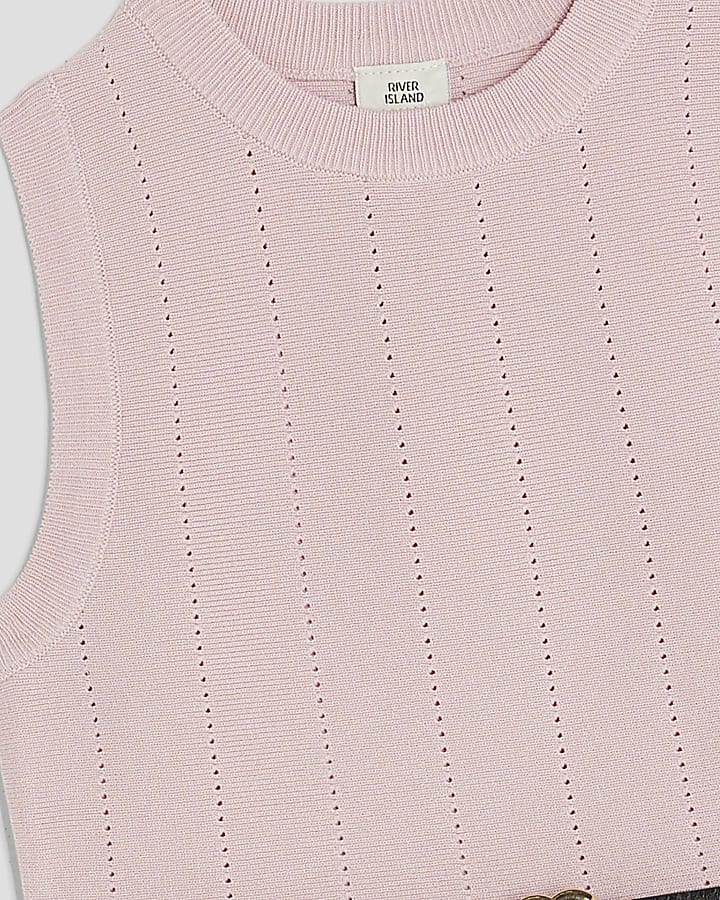 Girls Pink Belted Peplum Top