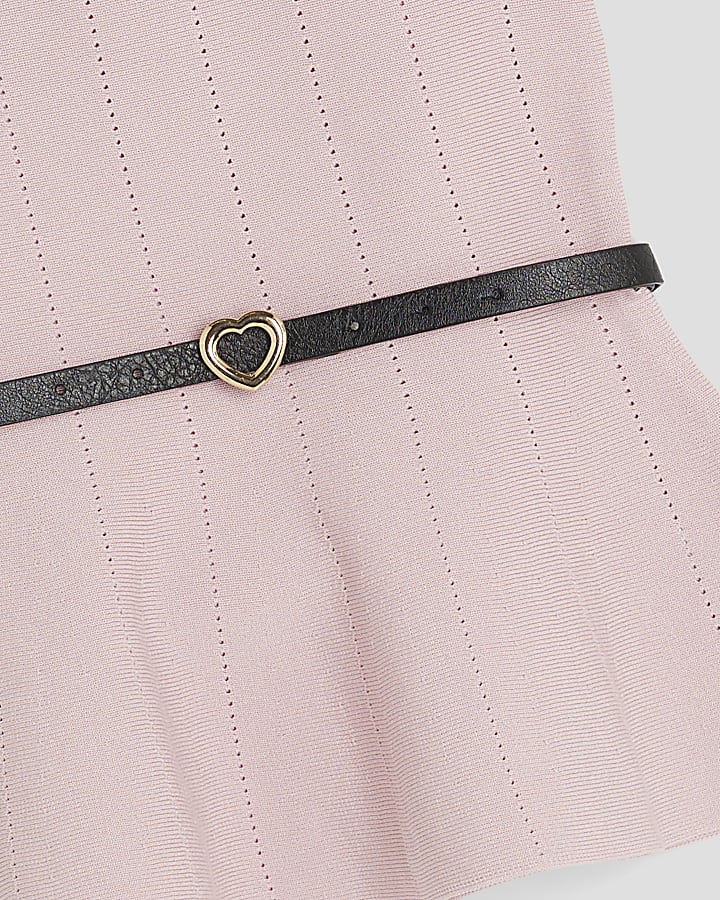 Girls Pink Belted Peplum Top