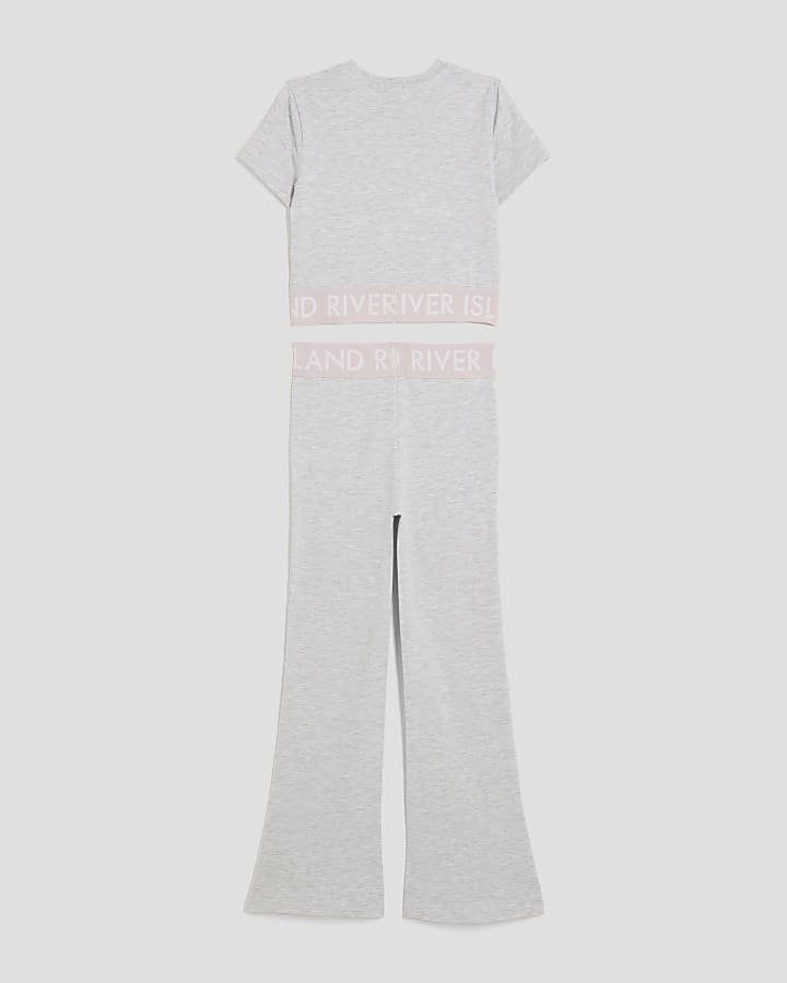Girls Grey RI Flared Trousers Set